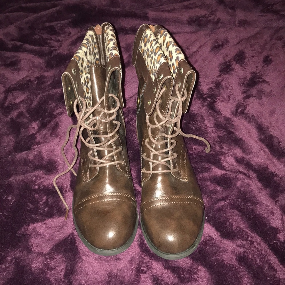 Brown Woman’s Boots - Cheetah accent